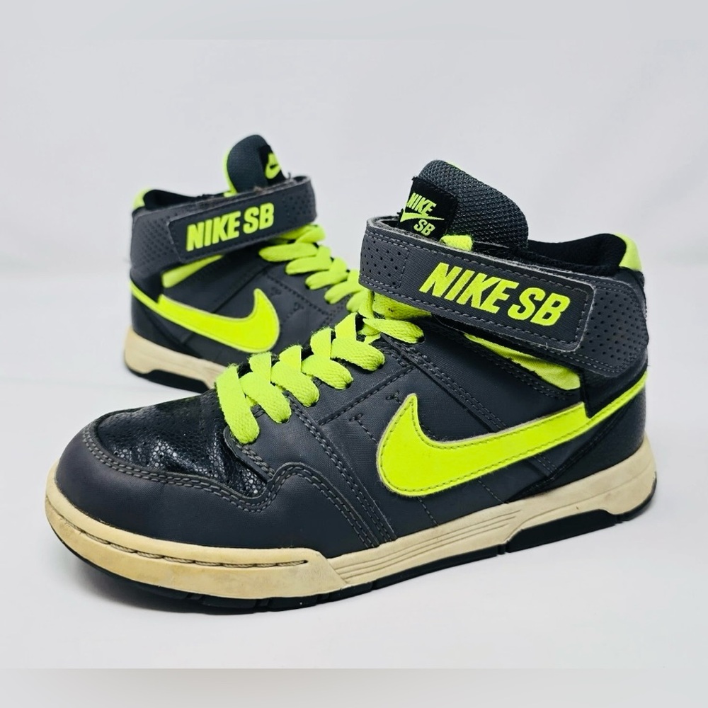 Nike SB Mogan Mid 2 Grey Black Volt Green 645025-007 Sneakers Shoes-Youth 5.5Y